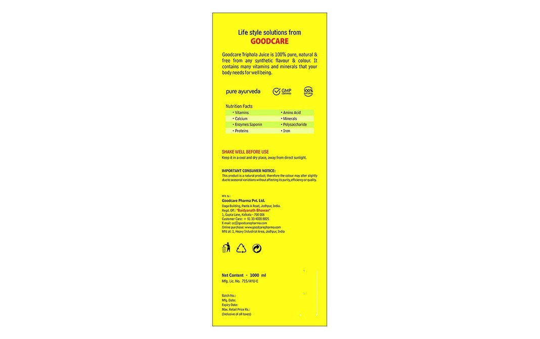Baidyanath Triphala Juice    Bottle  1 litre